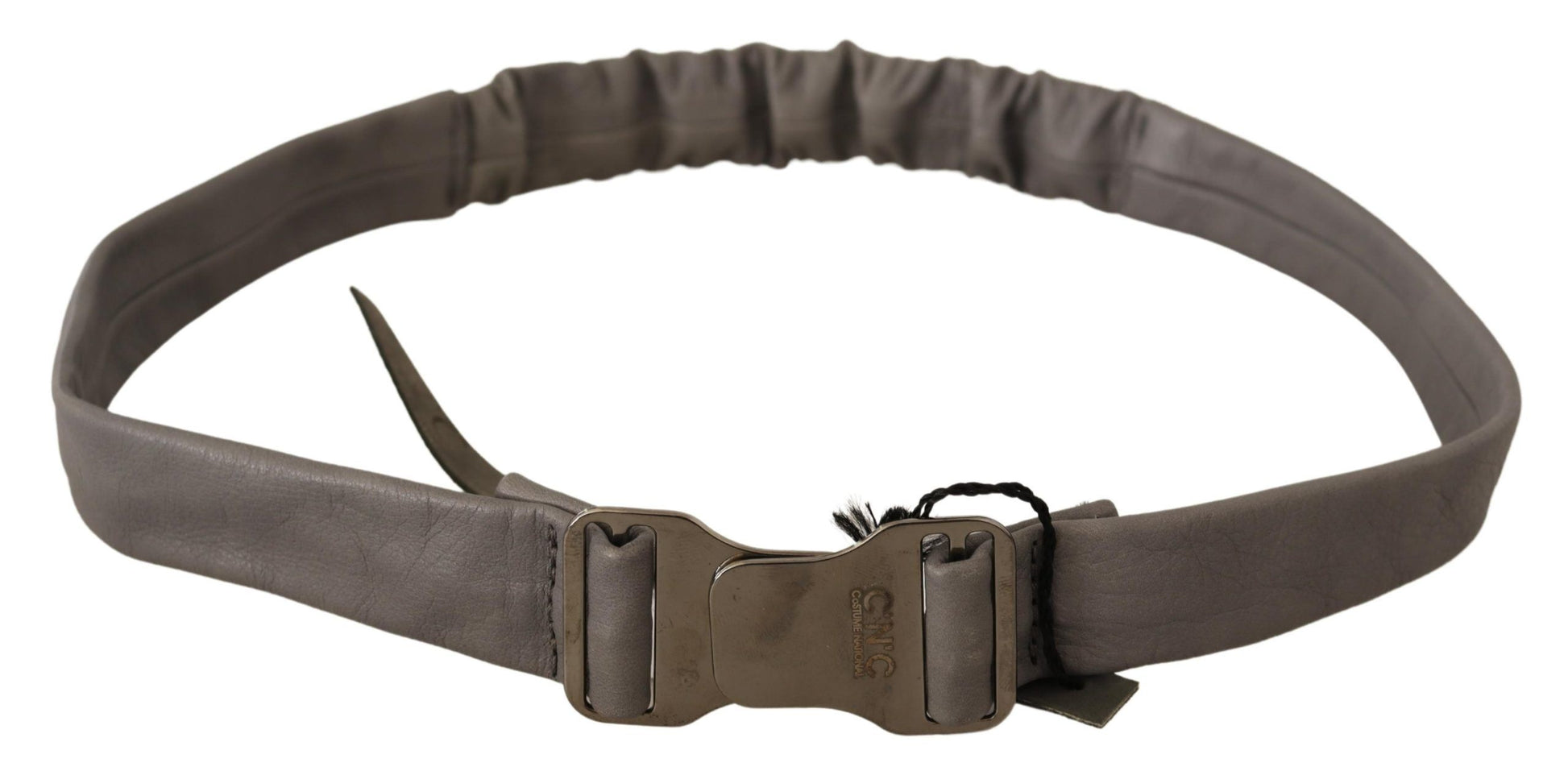 Costume National Gray Leather Silver Buckle Waist Belt Costume National