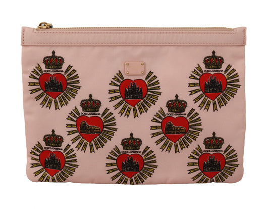 Dolce & Gabbana Clutch Pink D&G Logo Devotion Heart Toiletry Pouch Wallet Dolce & Gabbana