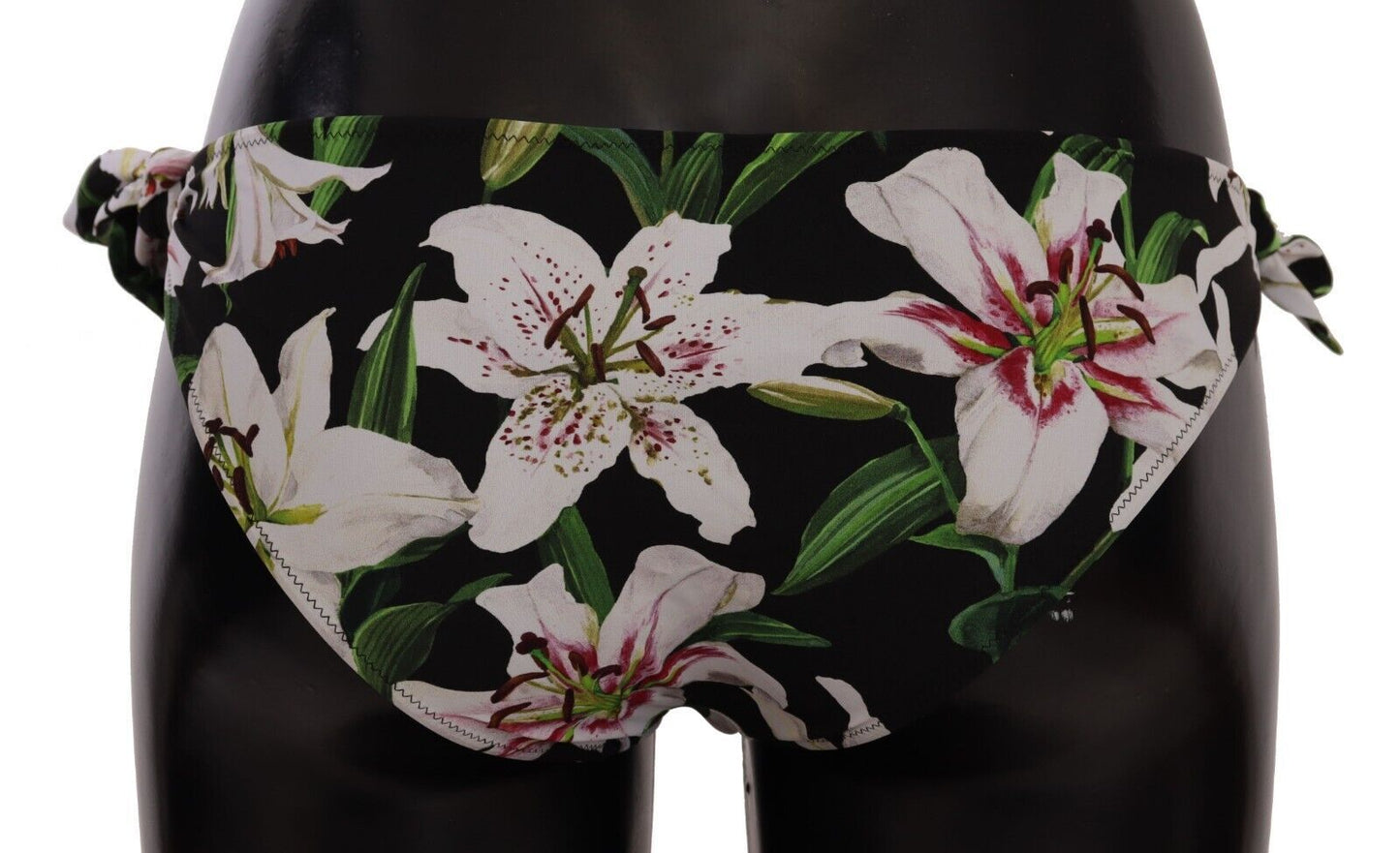 Dolce & Gabbana Bikini Bottom Black Lily Print Swimsuit Swimwear Dolce & Gabbana