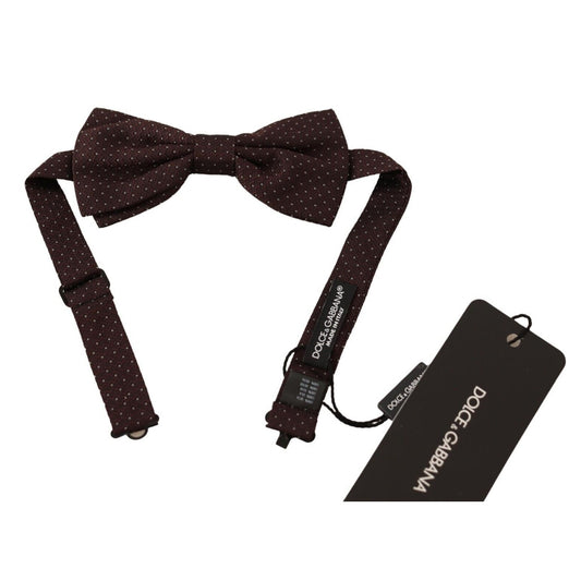 Dolce & Gabbana Brown Dotted Silk Adjustable Neck Papillon Bow Tie Dolce & Gabbana