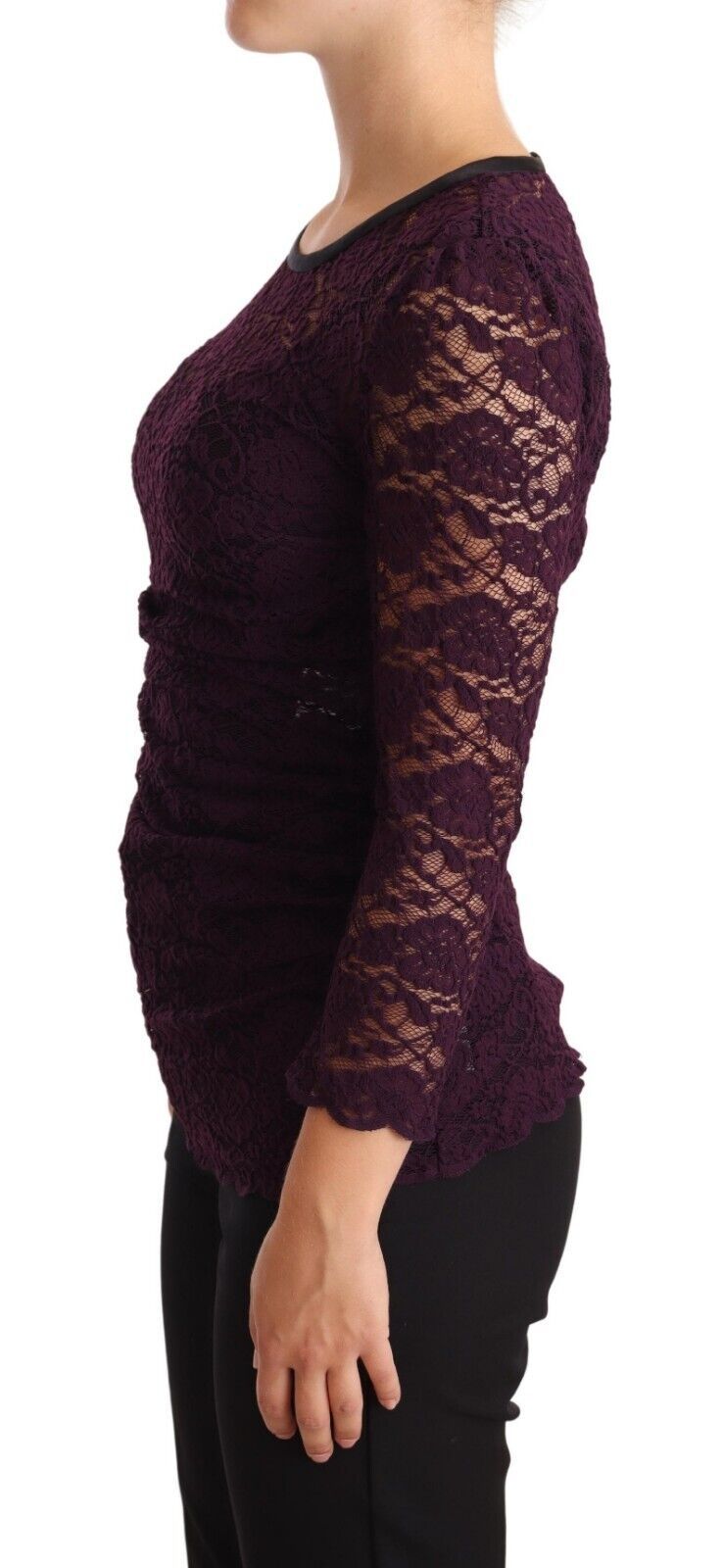 Dolce & Gabbana Purple Lace Long Sleeve Top Blouse Dolce & Gabbana