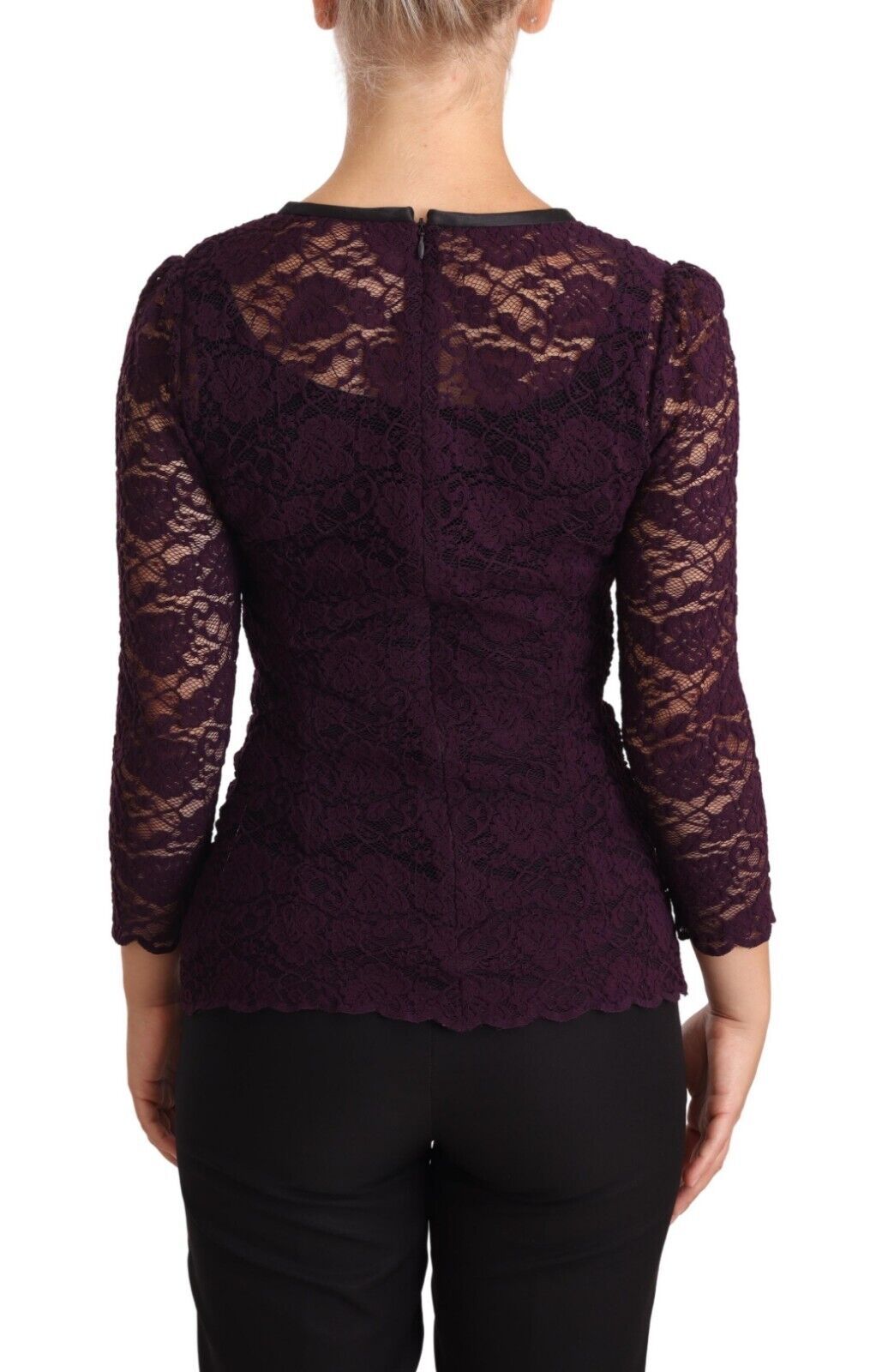 Dolce & Gabbana Purple Lace Long Sleeve Top Blouse Dolce & Gabbana