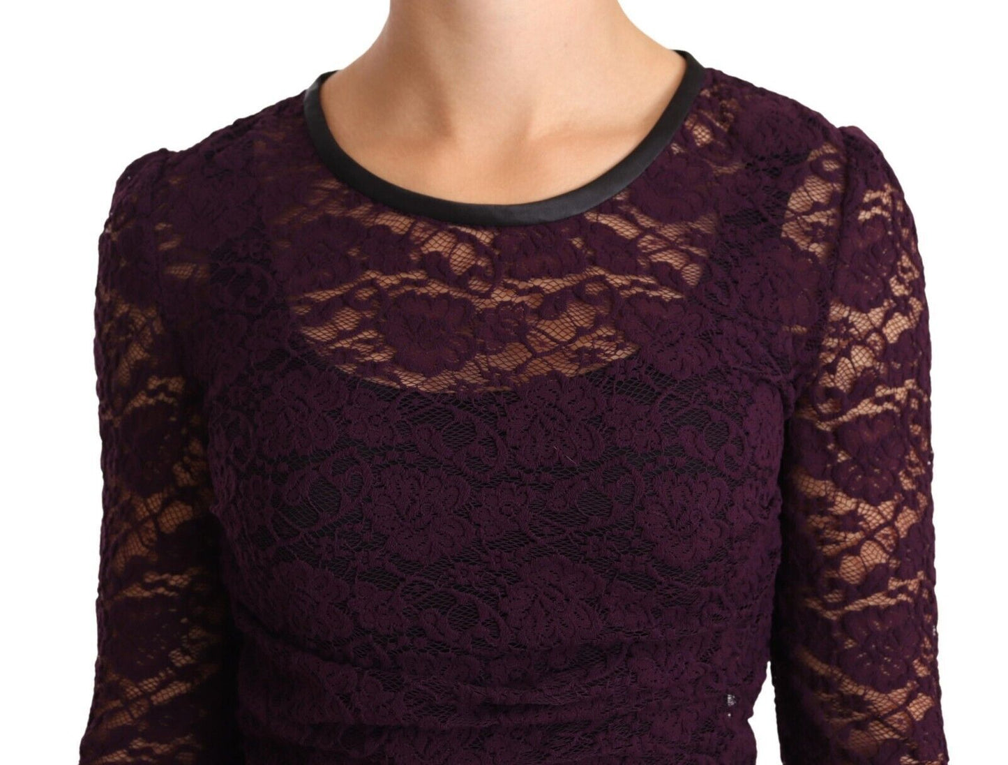 Dolce & Gabbana Purple Lace Long Sleeve Top Blouse Dolce & Gabbana