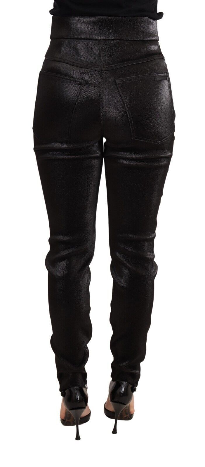 Dolce & Gabbana Black Silver Lurex Thread Cotton Stretch Pants Dolce & Gabbana
