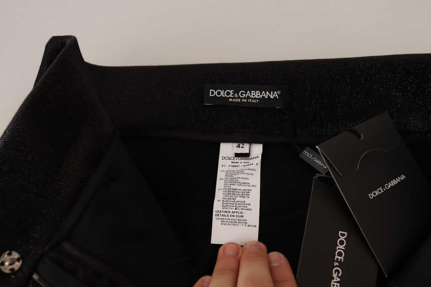 Dolce & Gabbana Black Silver Lurex Thread Cotton Stretch Pants Dolce & Gabbana