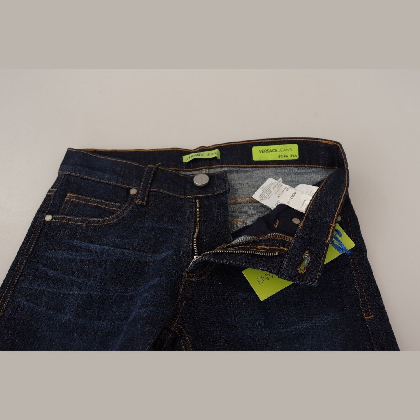 Versace Jeans Dark Blue Cotton Low Waist Skinny Denim Jeans Versace Jeans