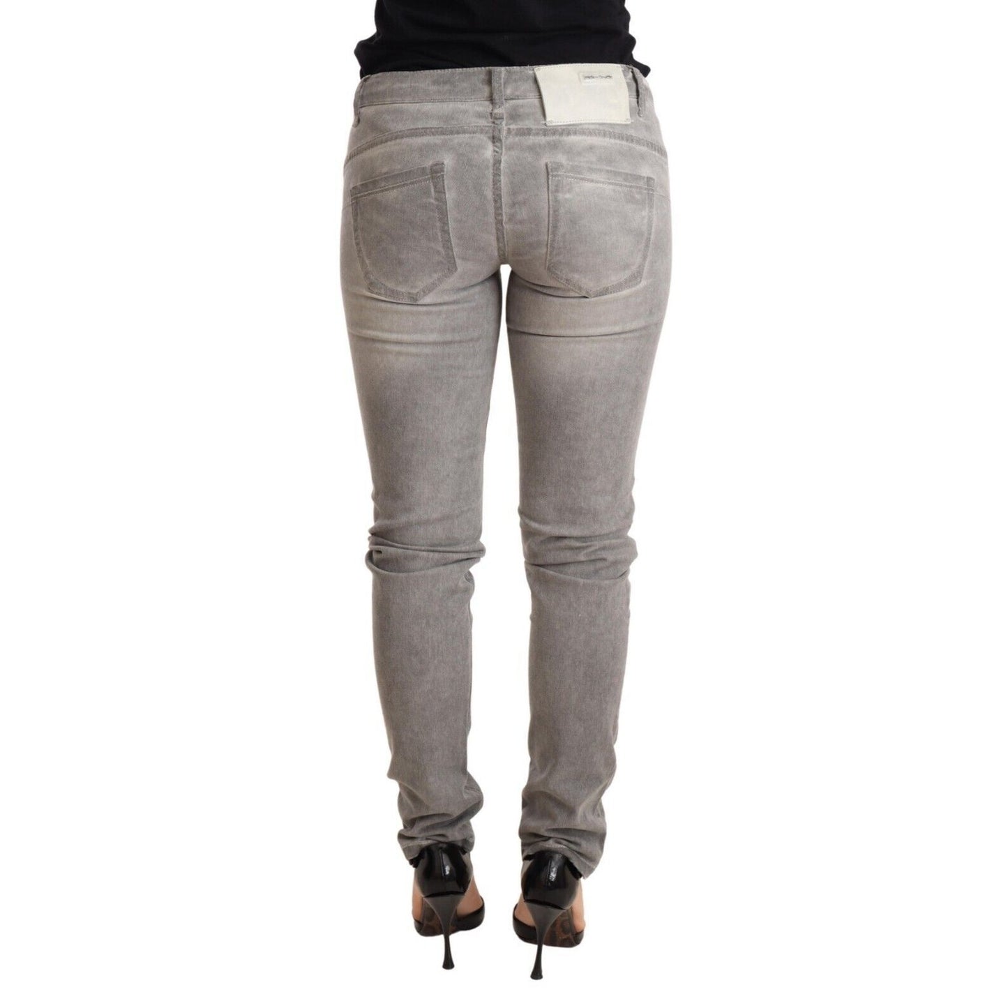 Acht Light Gray Washed Cotton Slim Fit Denim Women Trouser Jeans Acht
