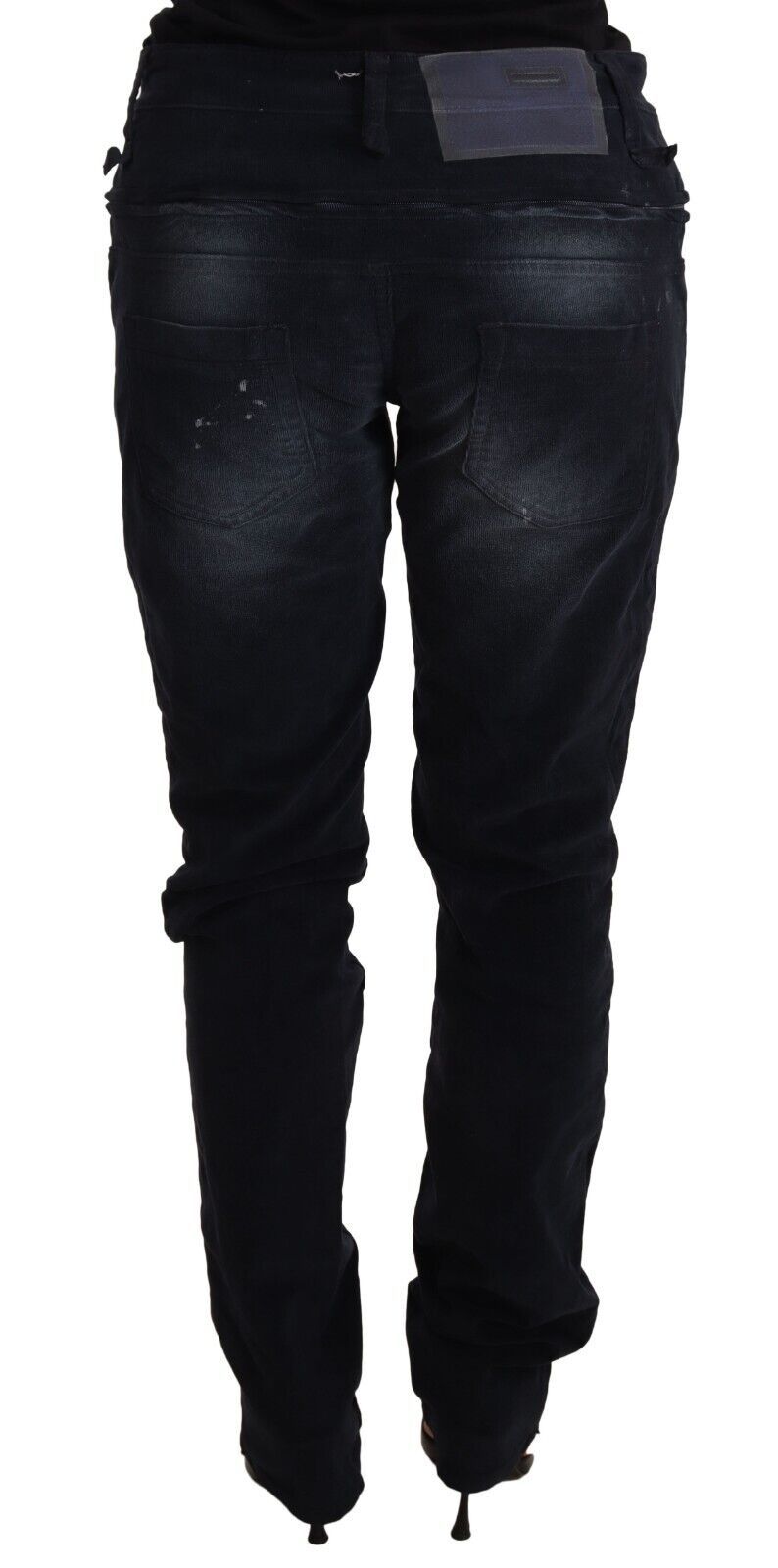 Acht Blue Washed Cotton Denim Low Waist Loose Fit Trousers Jeans Acht