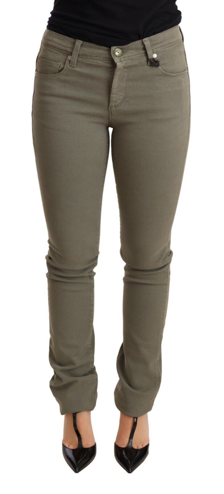 Ermanno Scervino Green Low Waist Skinny Slim Trouser Cotton Jeans Ermanno Scervino