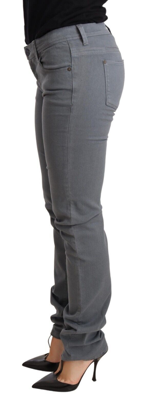 Ermanno Scervino Gray Low Waist Skinny Slim Trouser Cotton Jeans Ermanno Scervino