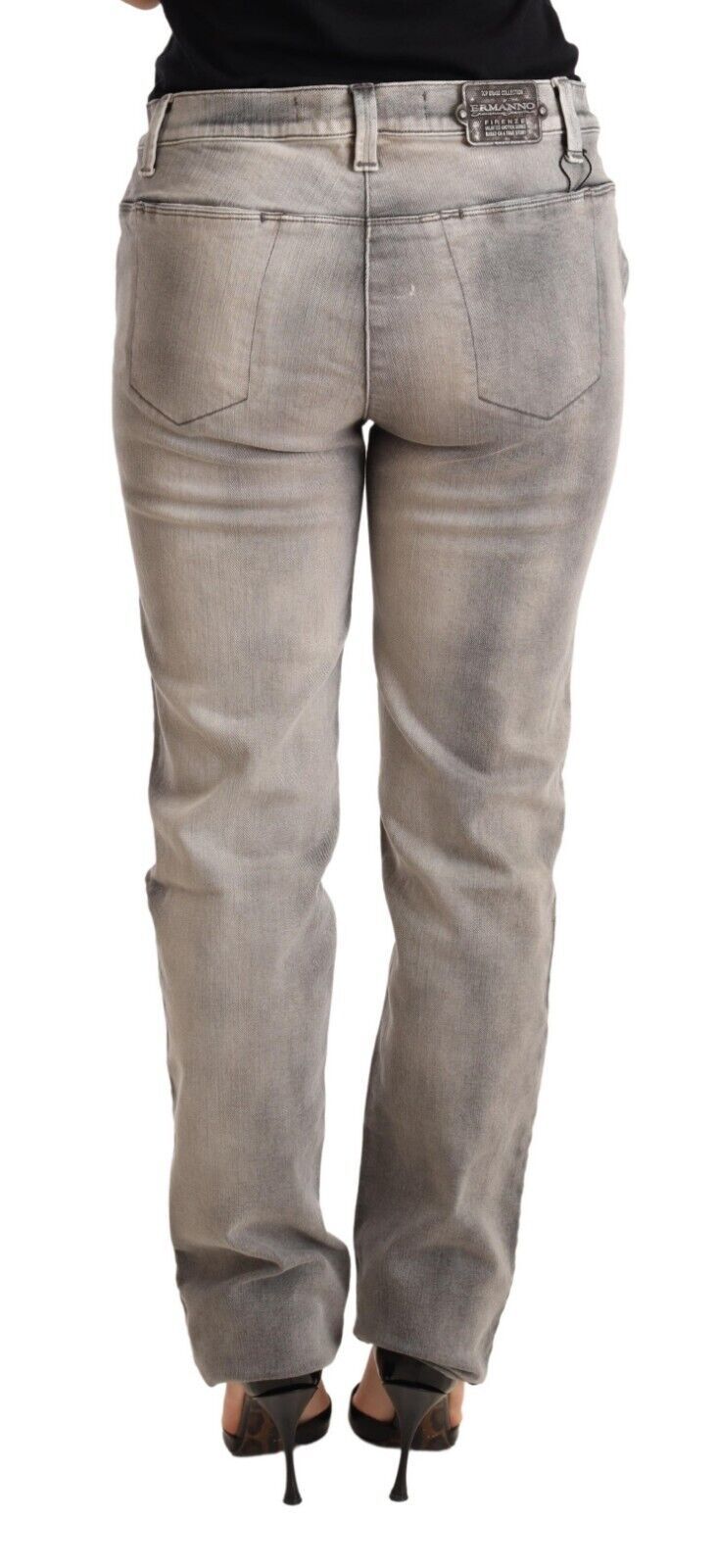Ermanno Scervino Gray Washed Low Waist Skinny Trouser Cotton Jeans Ermanno Scervino