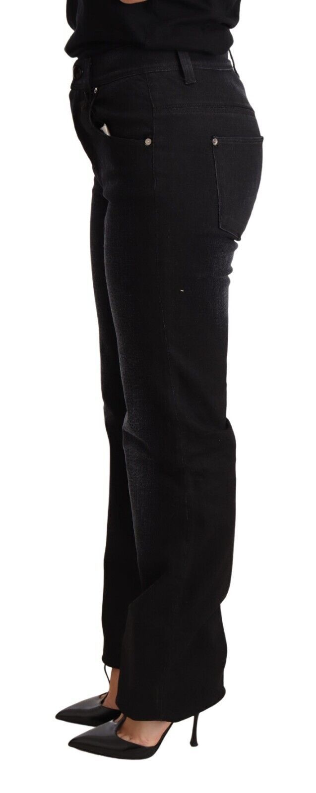 Ermanno Scervino Black Washed Straight Denim Trouser Cotton Jeans Ermanno Scervino