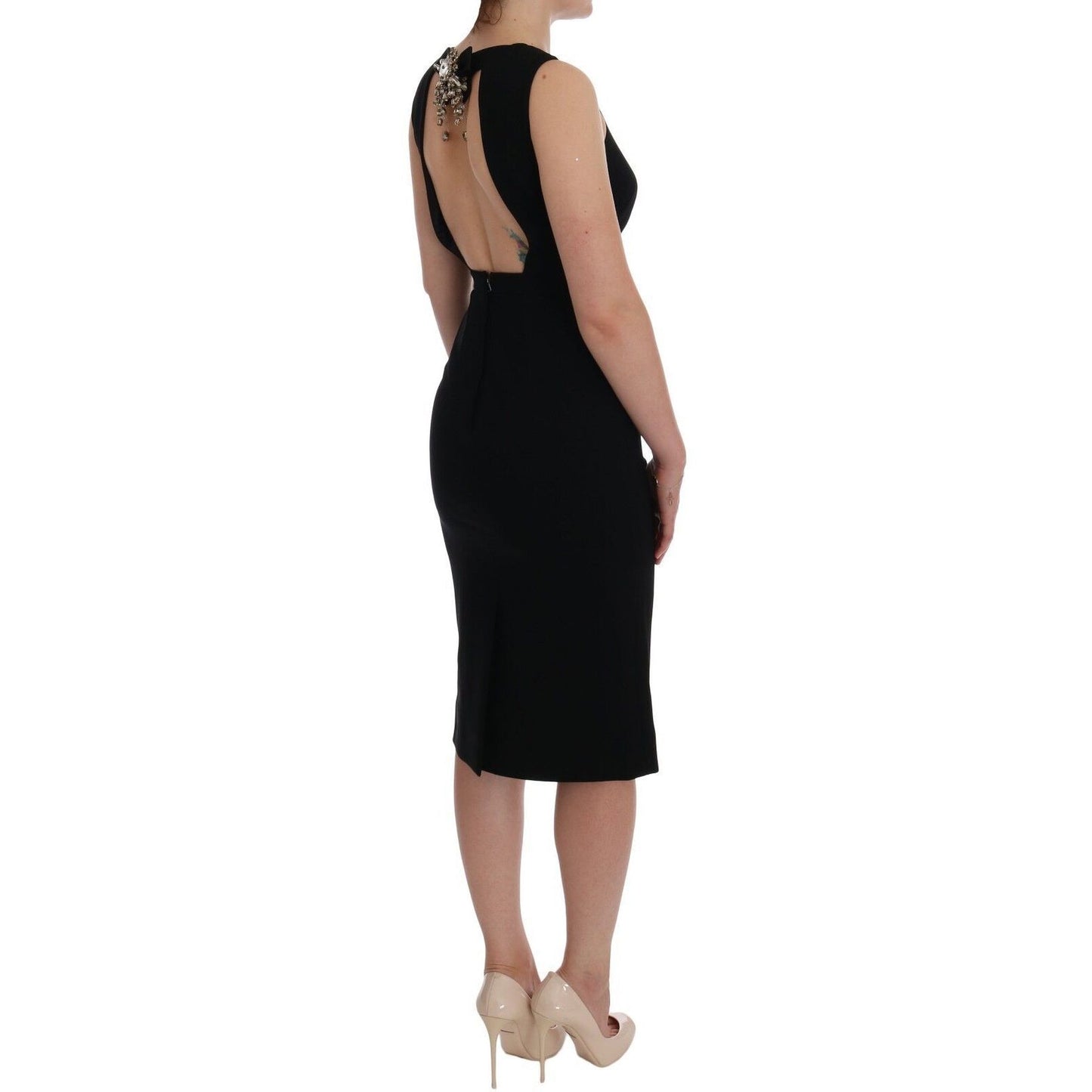Dolce & Gabbana Black Stretch Crystal Sheath Gown Dress Dolce & Gabbana