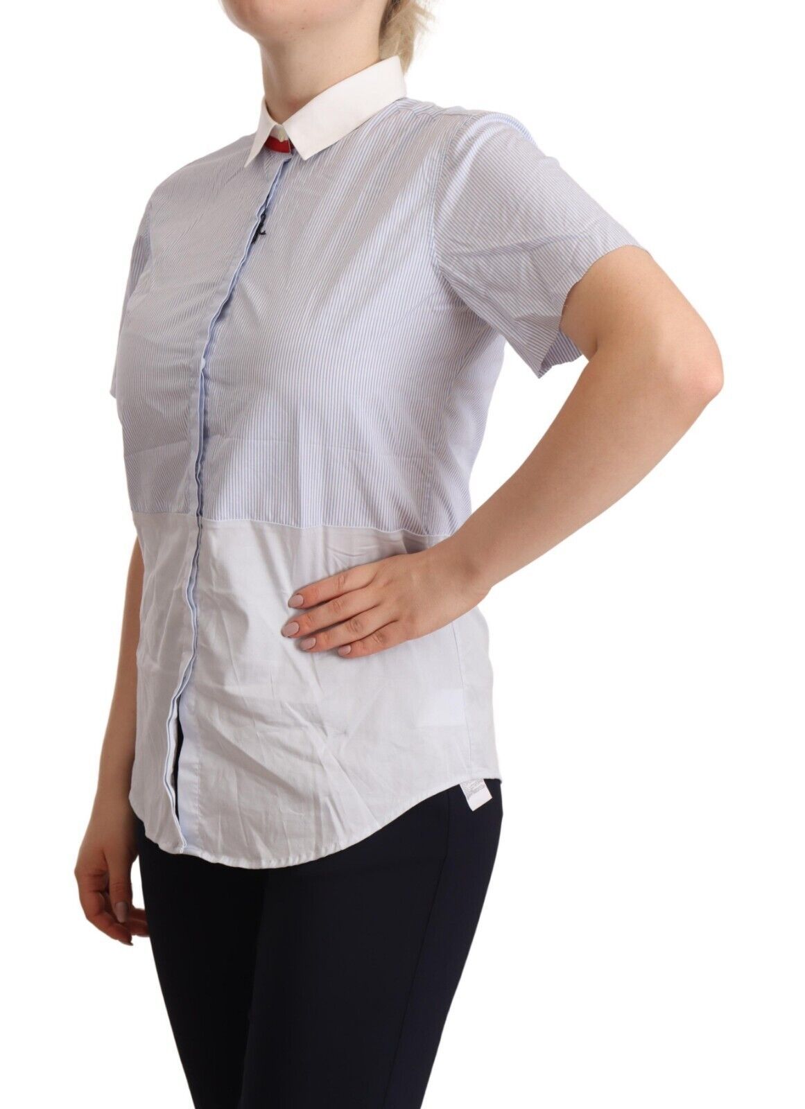 AGLINI Light Blue Cotton Short Sleeves Collared Polo Top AGLINI