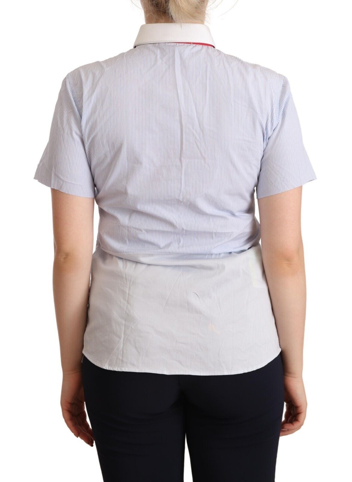 AGLINI Light Blue Cotton Short Sleeves Collared Polo Top AGLINI