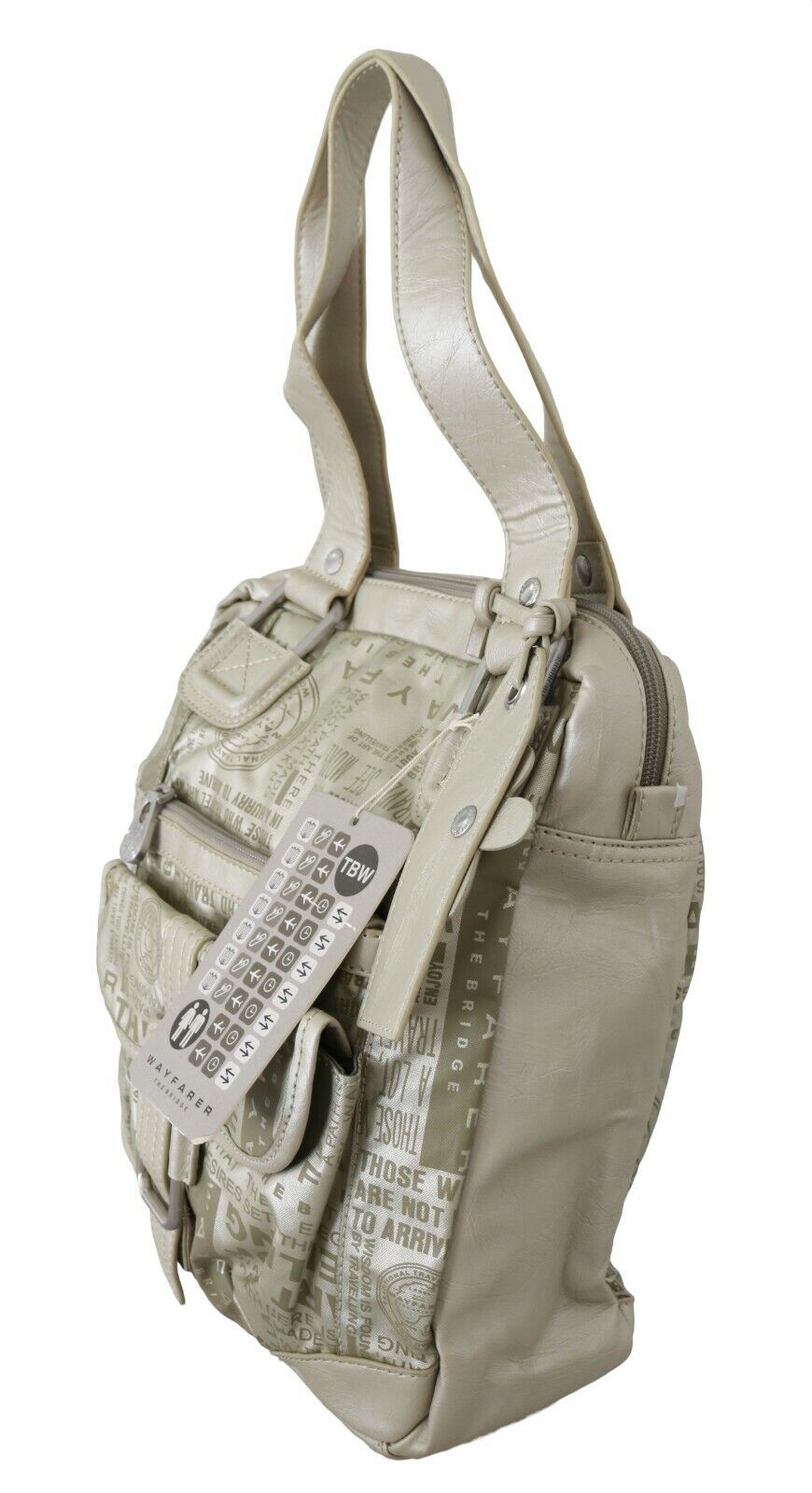 WAYFARER White Printed Handbag Shoulder Fabric Purse WAYFARER