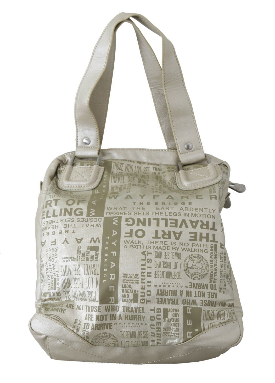 WAYFARER White Printed Handbag Shoulder Fabric Purse WAYFARER