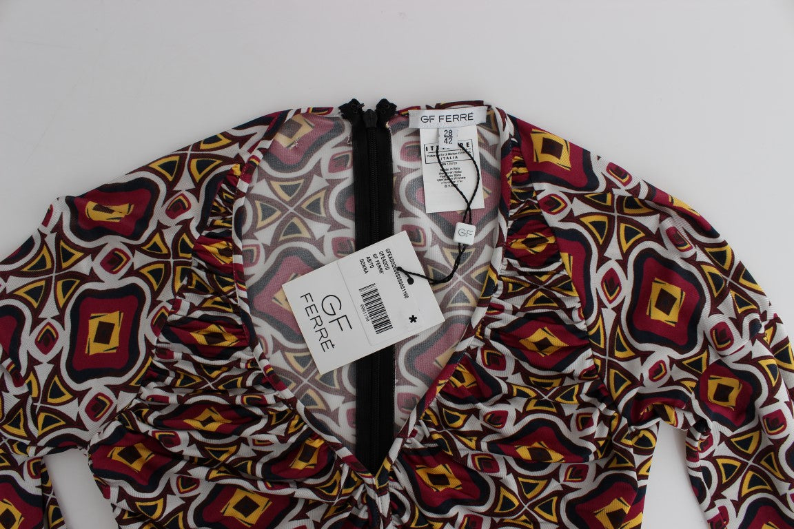 GF Ferre Multicolor Longsleeved Viscose Shift Dress GF Ferre