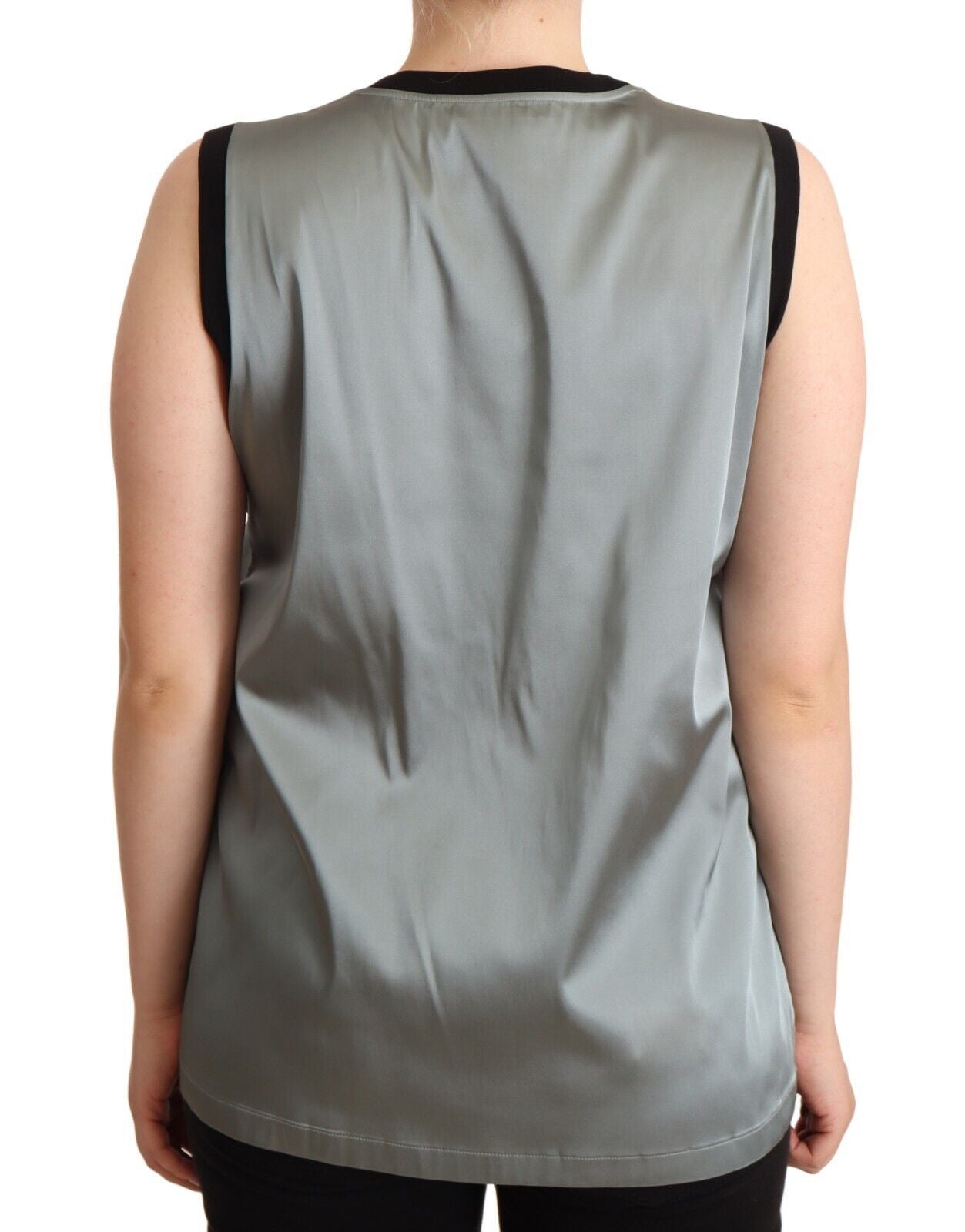 Dolce & Gabbana Silver Round Neck Sleeveless Casual Tank Top Dolce & Gabbana