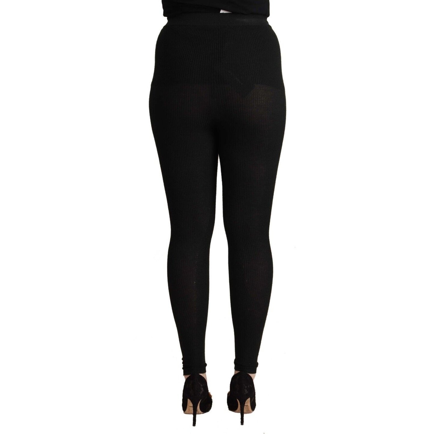Dolce & Gabbana Black Cashmere Stretch Waist Tights Pants