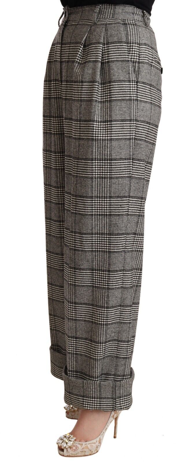 Dolce & Gabbana Gray Tartan Straight Trouser Wool Pants Dolce & Gabbana