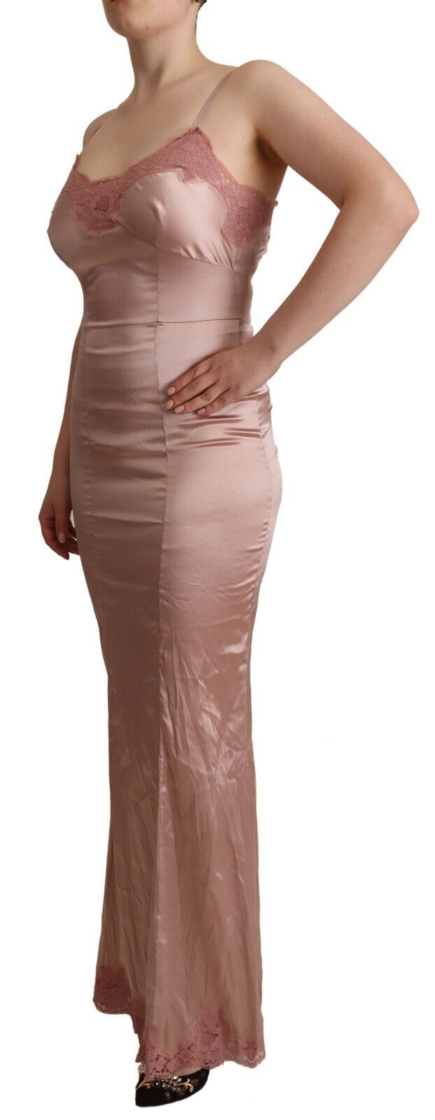 Dolce & Gabbana Pink Lace Long Bodycon Maxi Polyester Dress Dolce & Gabbana