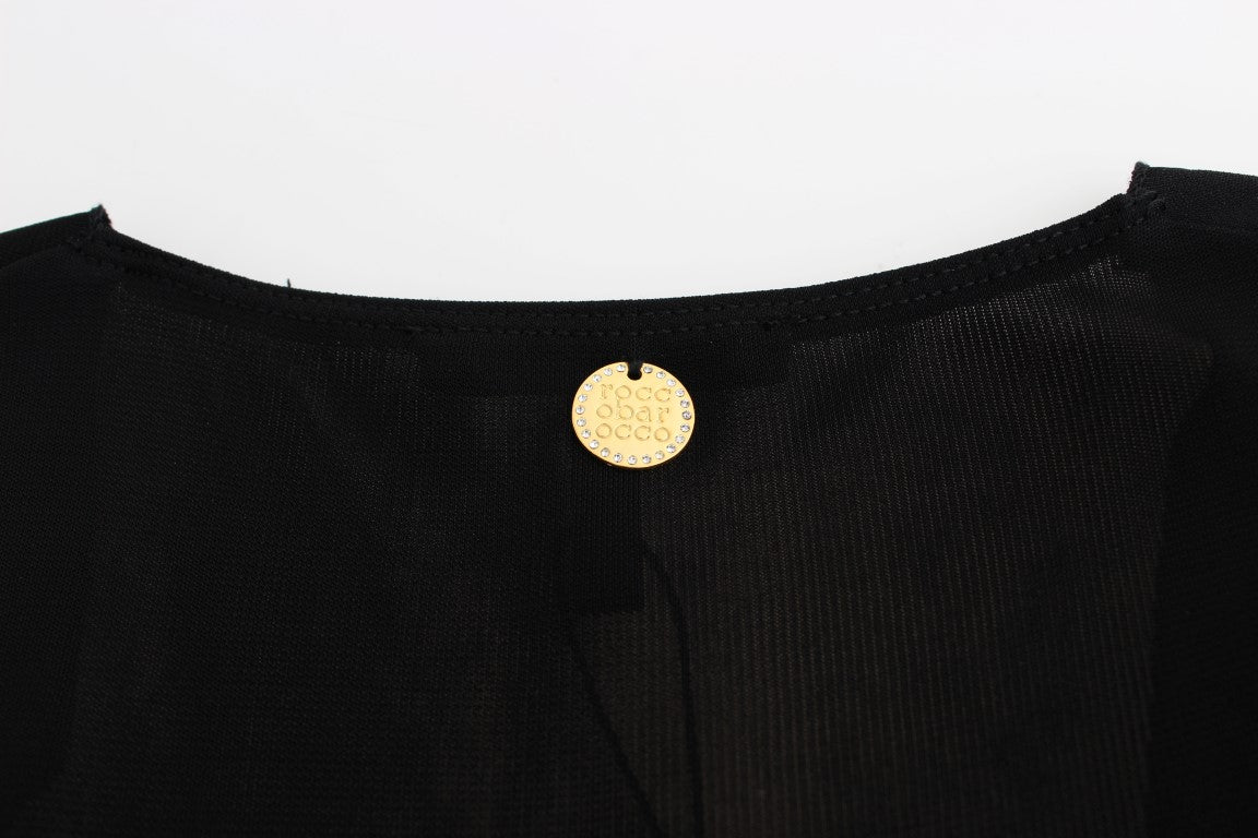 Roccobarocco Black Embellished Jersey Mini Sheath Short Dress Roccobarocco
