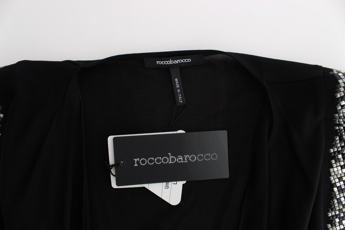 Roccobarocco Black Embellished Jersey Mini Sheath Short Dress Roccobarocco