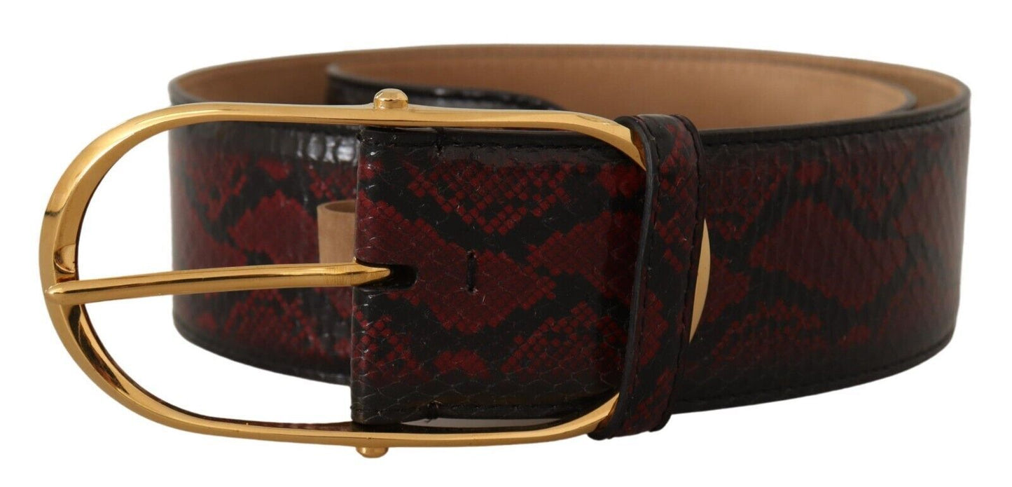 Dolce & Gabbana Red Exotic Leather Gold Oval Buckle Belt Dolce & Gabbana