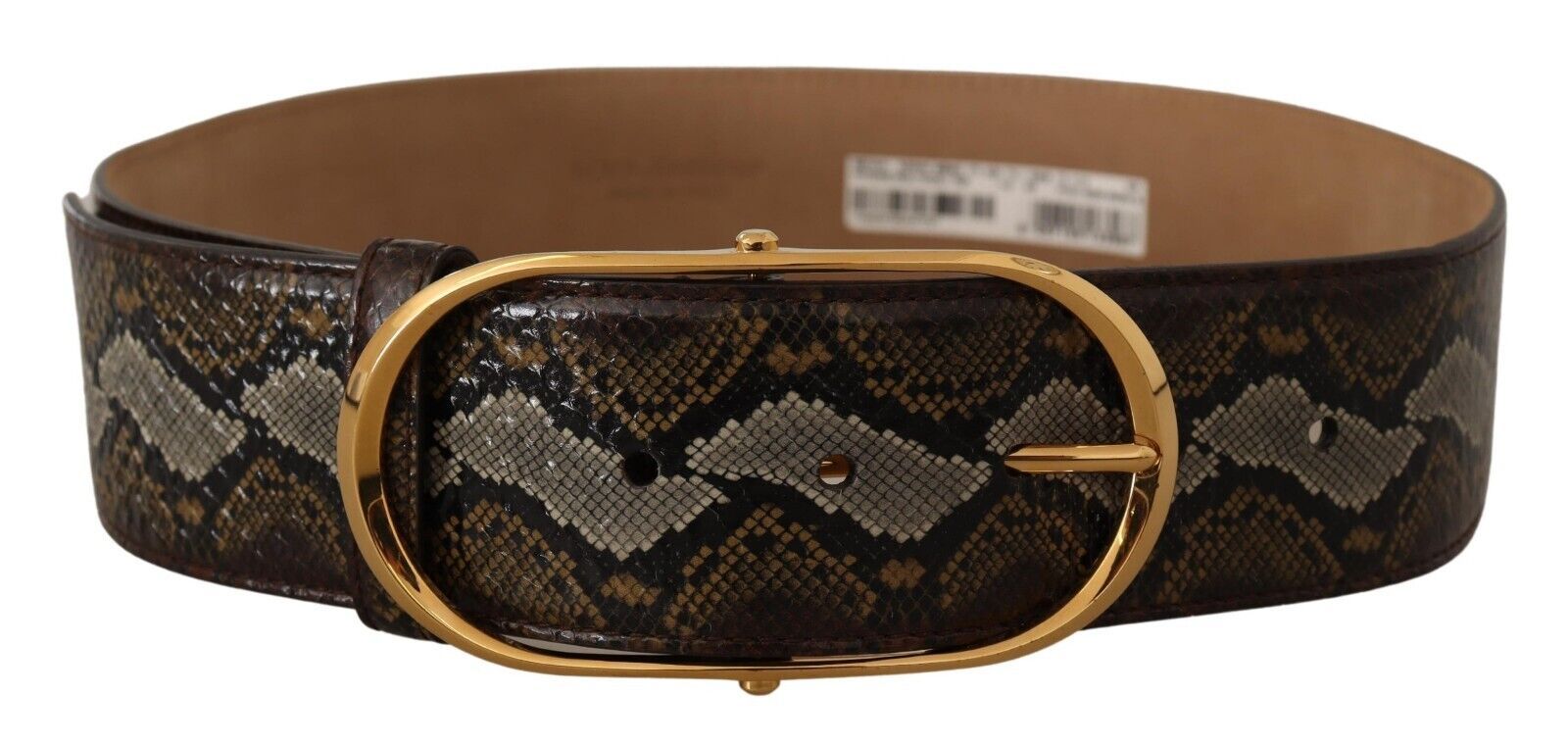 Dolce & Gabbana Brown Python Leather Gold Oval Buckle Belt Dolce & Gabbana
