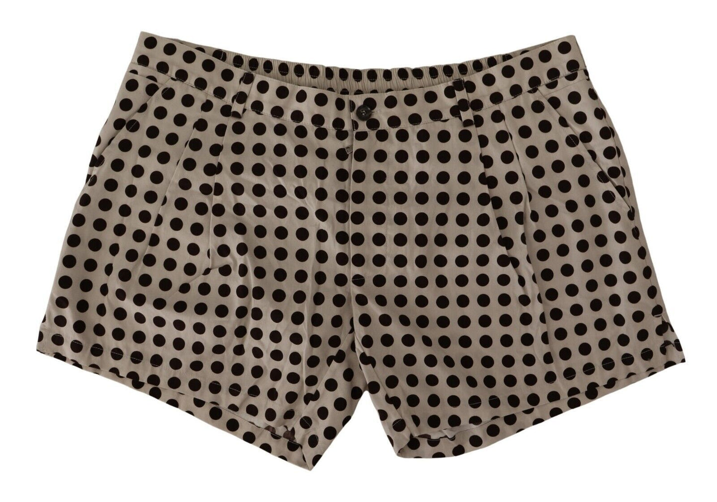 Dolce & Gabbana Black White Polka Dots Cotton Linen Shorts Dolce & Gabbana