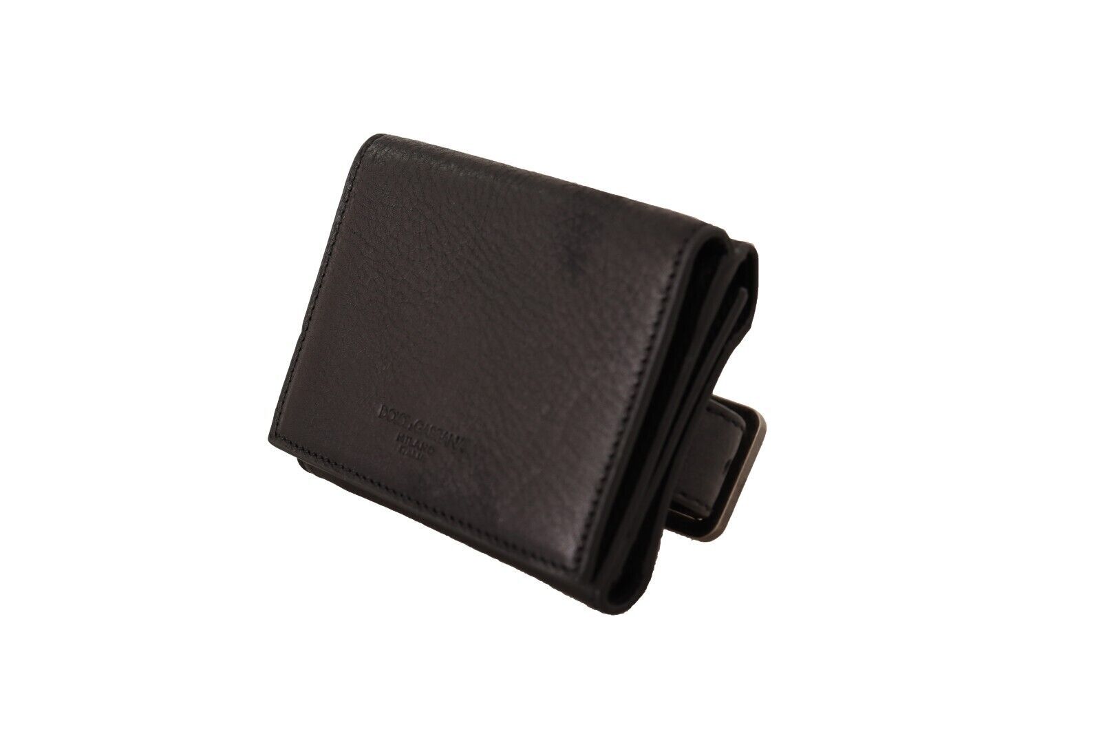 Dolce & Gabbana Black Leather Trifold Purse Belt Strap Multi Kit Wallet Dolce & Gabbana