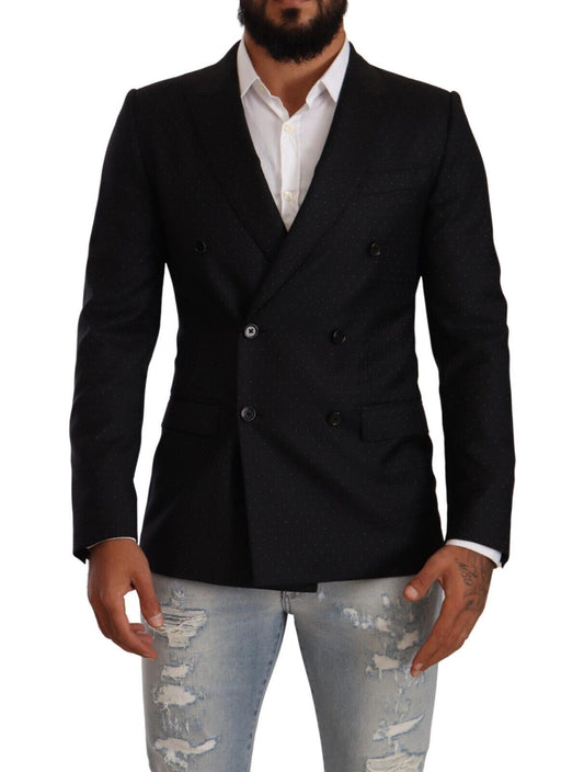 Dolce & Gabbana Black Dotted Double Breasted MARTINI Jacket Dolce & Gabbana