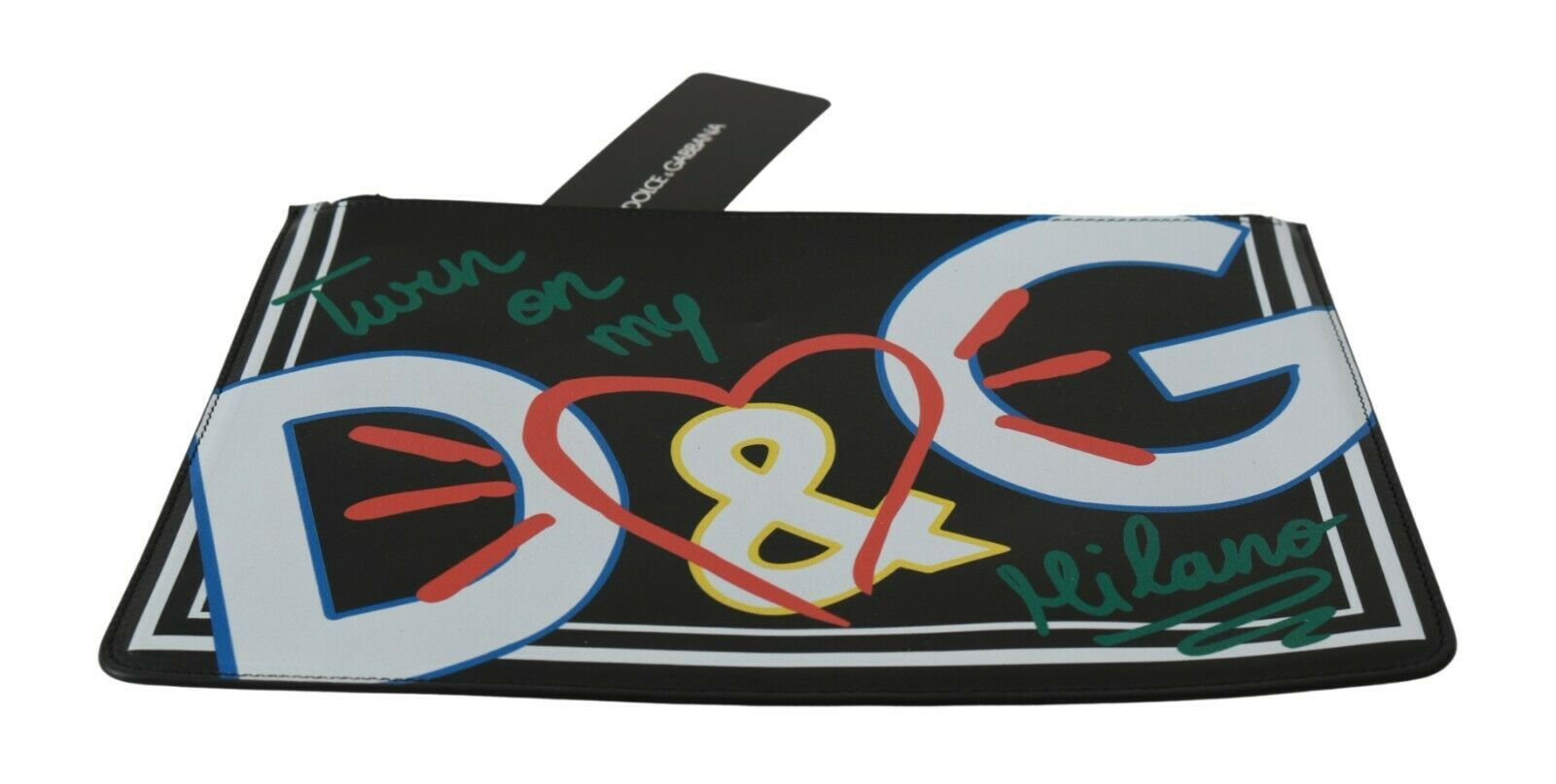 Dolce & Gabbana Black DG Print Mens Zipper Coin Purse Leather Wallet Dolce & Gabbana