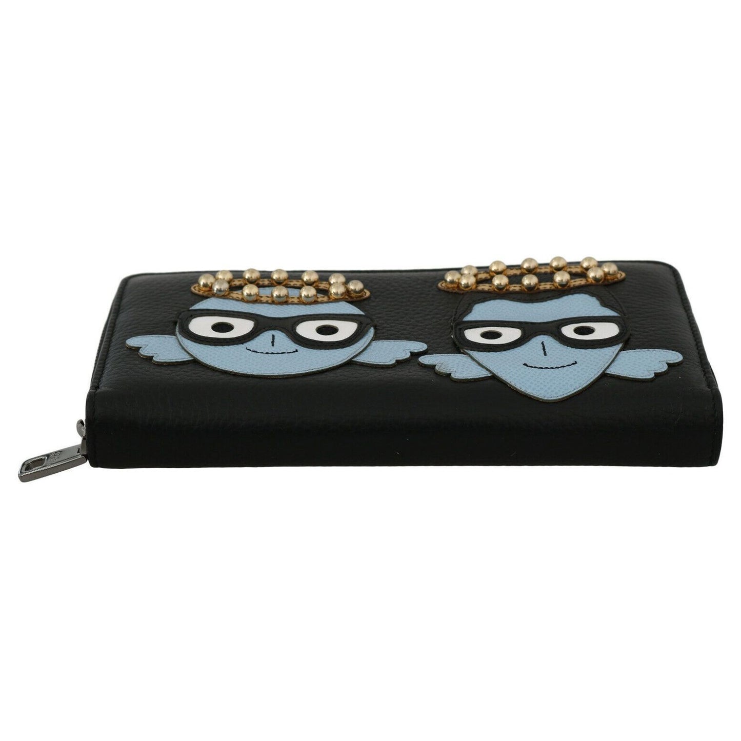 Dolce & Gabbana Black Blue Leather #DGFAMILY Zipper Continental Wallet Dolce & Gabbana