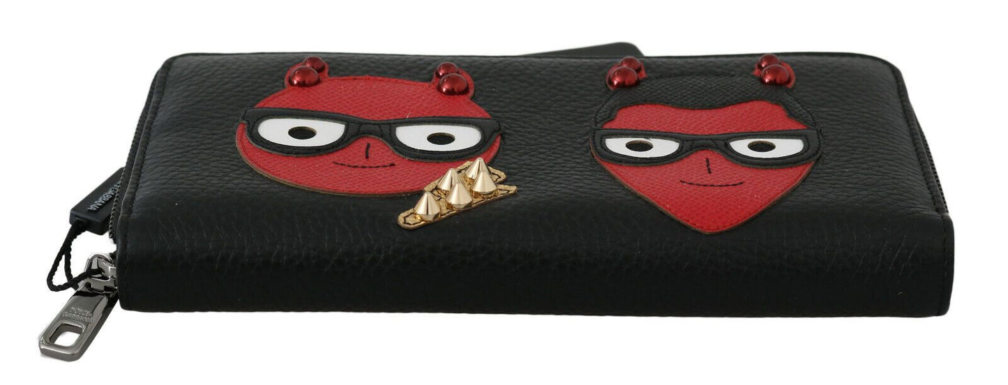 Dolce & Gabbana Black Red Leather #DGFAMILY Zipper Continental Wallet Dolce & Gabbana