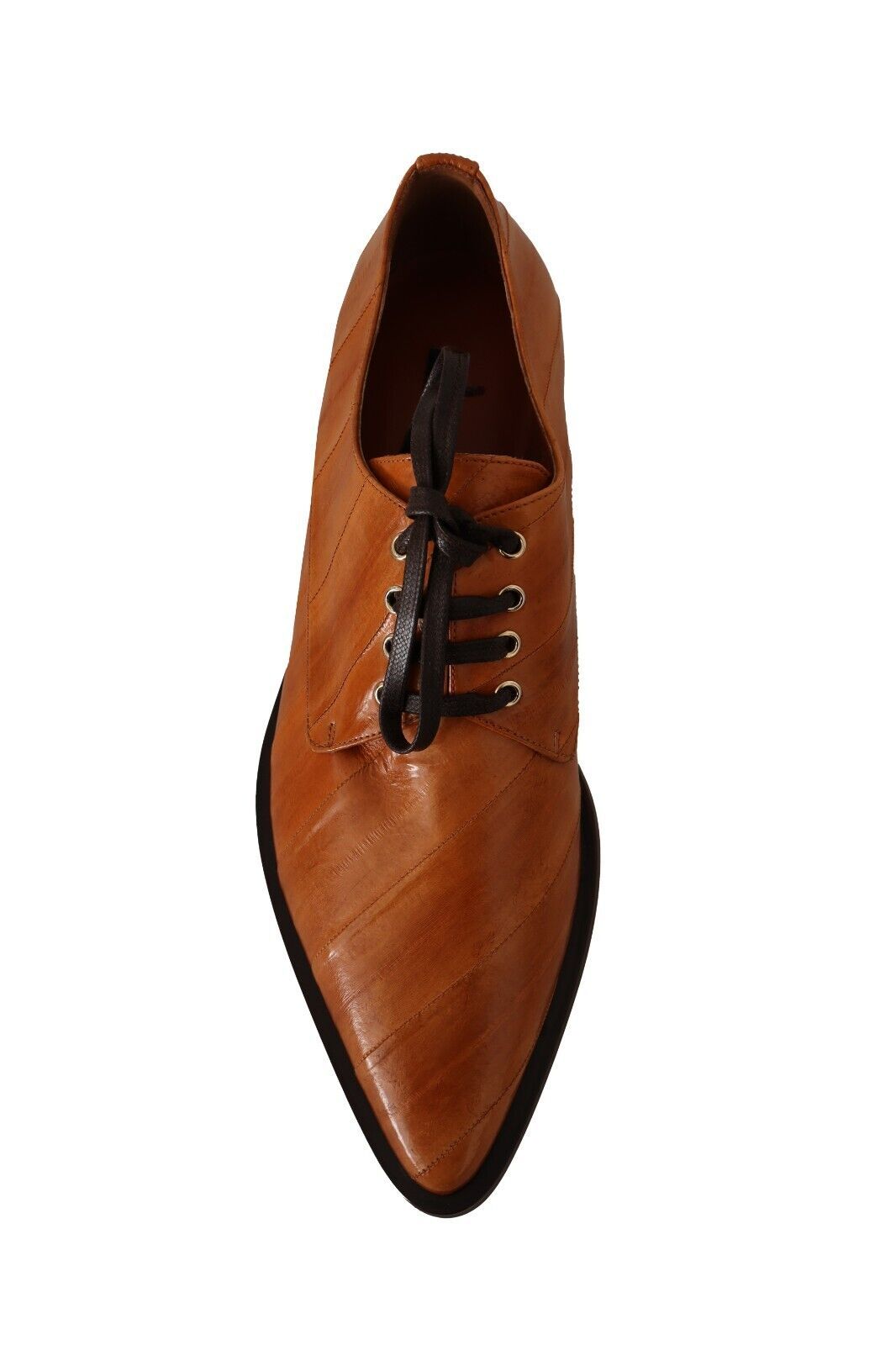 Dolce & Gabbana Brown Eel Leather Lace Up Formal Shoes Dolce & Gabbana