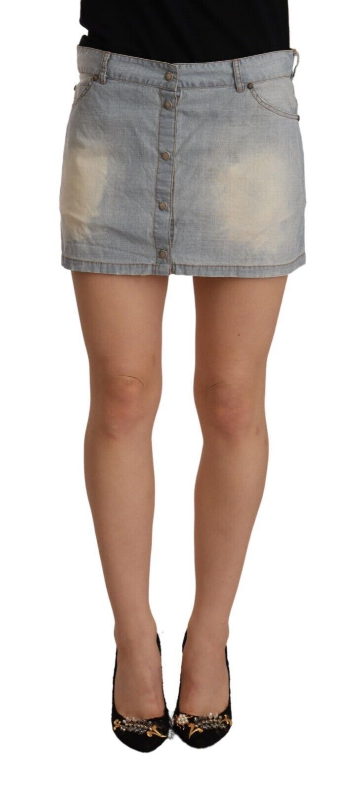 Ermanno Scervino Light Blue Mid Waist Denim Mini Cotton Skirt Ermanno Scervino