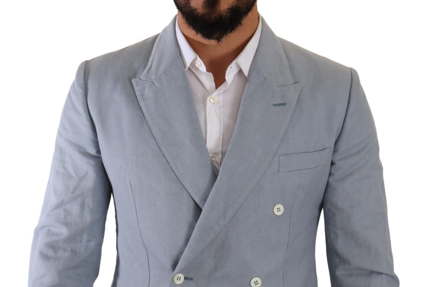 Dolce & Gabbana Blue Cotton Linen Slim Fit Jacket Coat Blazer Dolce & Gabbana