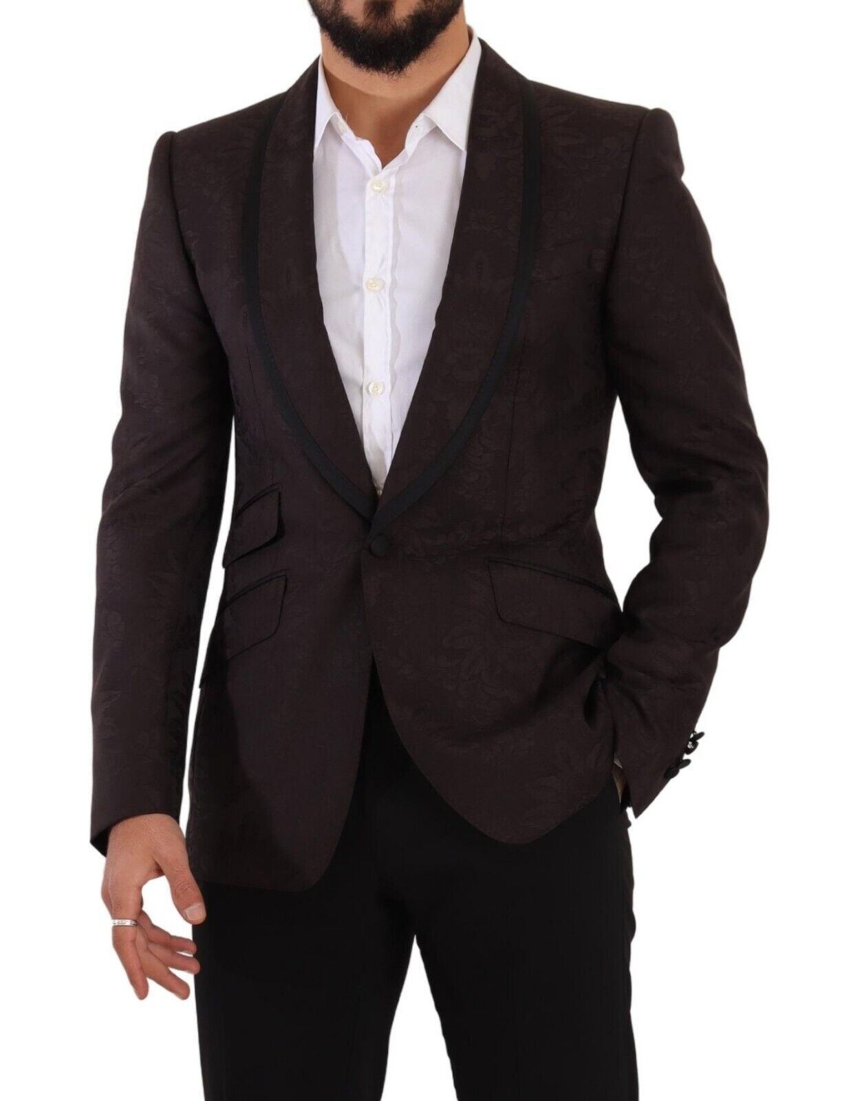 Dolce & Gabbana Purple Jacquard Single Breasted SICILIA Blazer Dolce & Gabbana