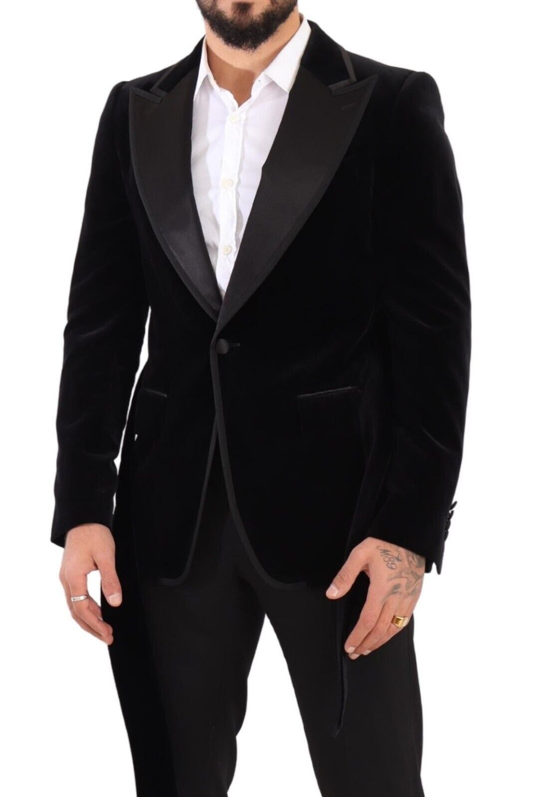 Dolce & Gabbana Black Velvet Single Breasted One Button Blazer Dolce & Gabbana