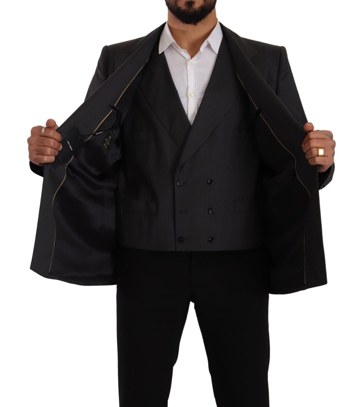 Dolce & Gabbana Gray Double Breasted 2 Piece SICILIA Blazer Dolce & Gabbana