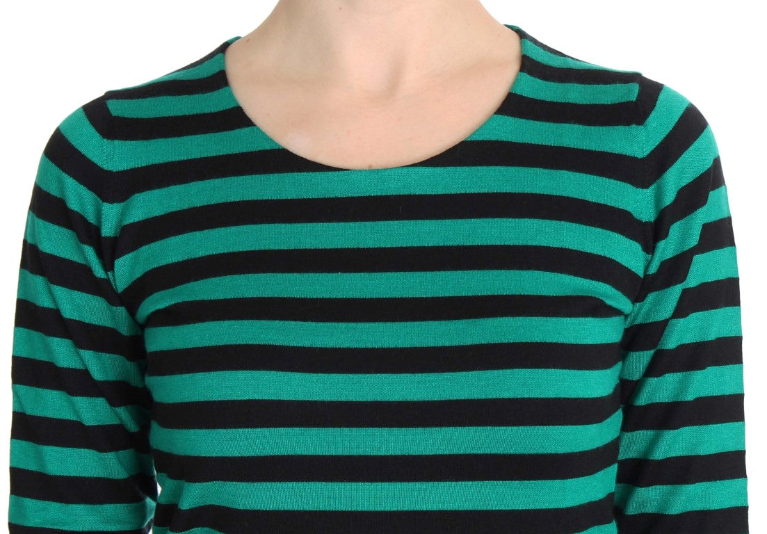 Dolce & Gabbana Green Black Silk Cashmere Sweater Dolce & Gabbana