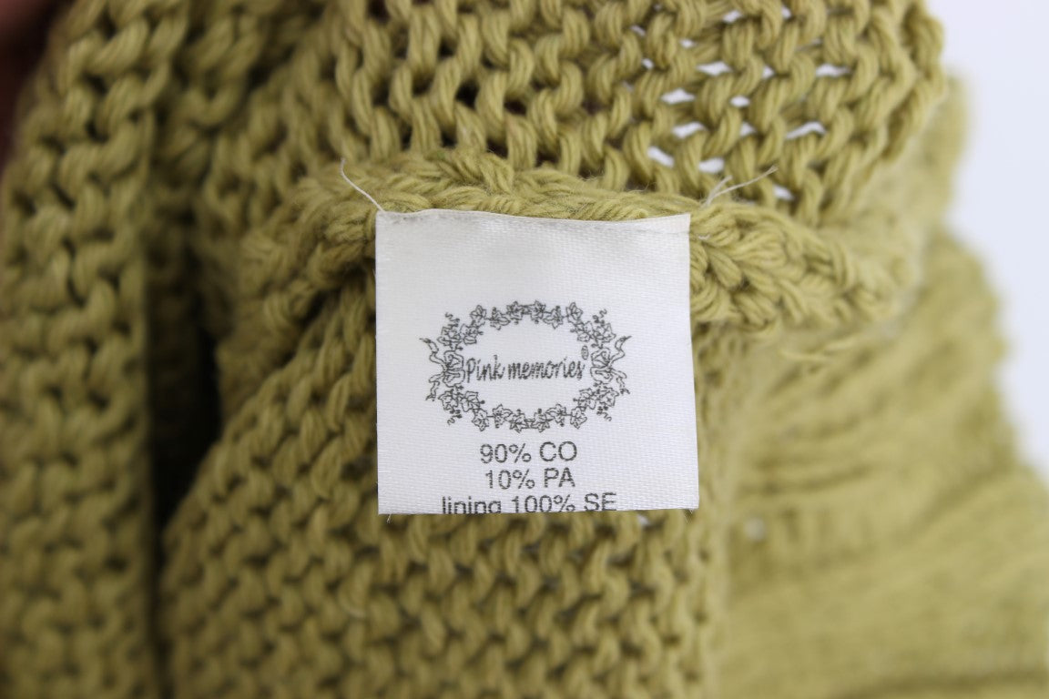 PINK MEMORIES Green Cotton Blend Knitted Sleeveless Sweater PINK MEMORIES