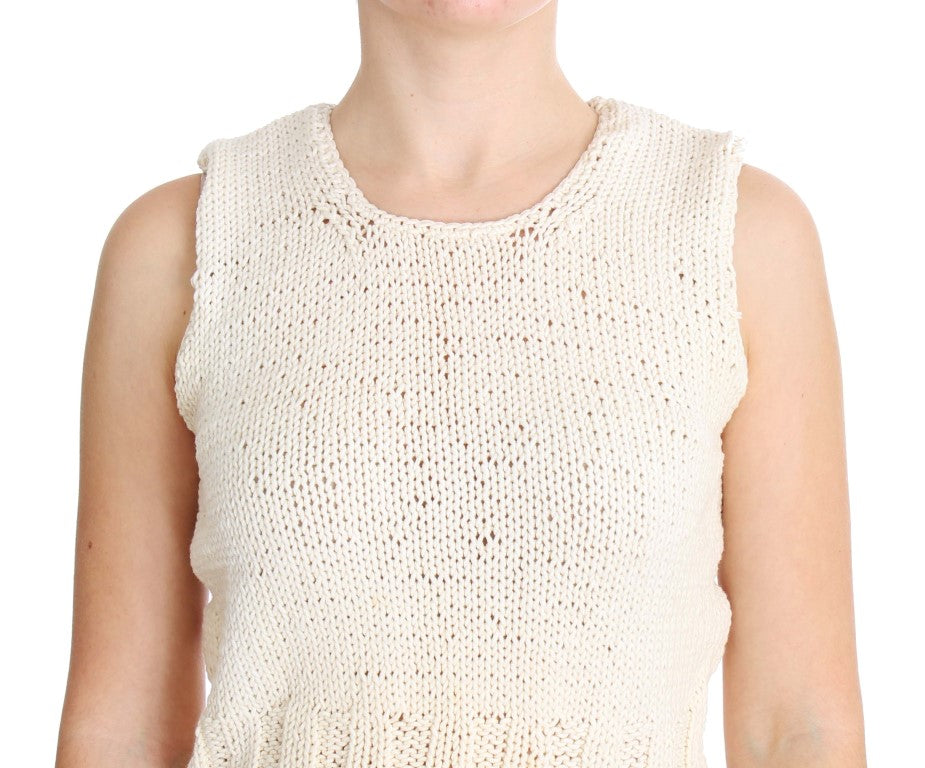 PINK MEMORIES Beige Cotton Blend Knitted Sleeveless Sweater PINK MEMORIES