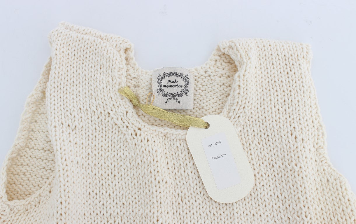 PINK MEMORIES Beige Cotton Blend Knitted Sleeveless Sweater PINK MEMORIES