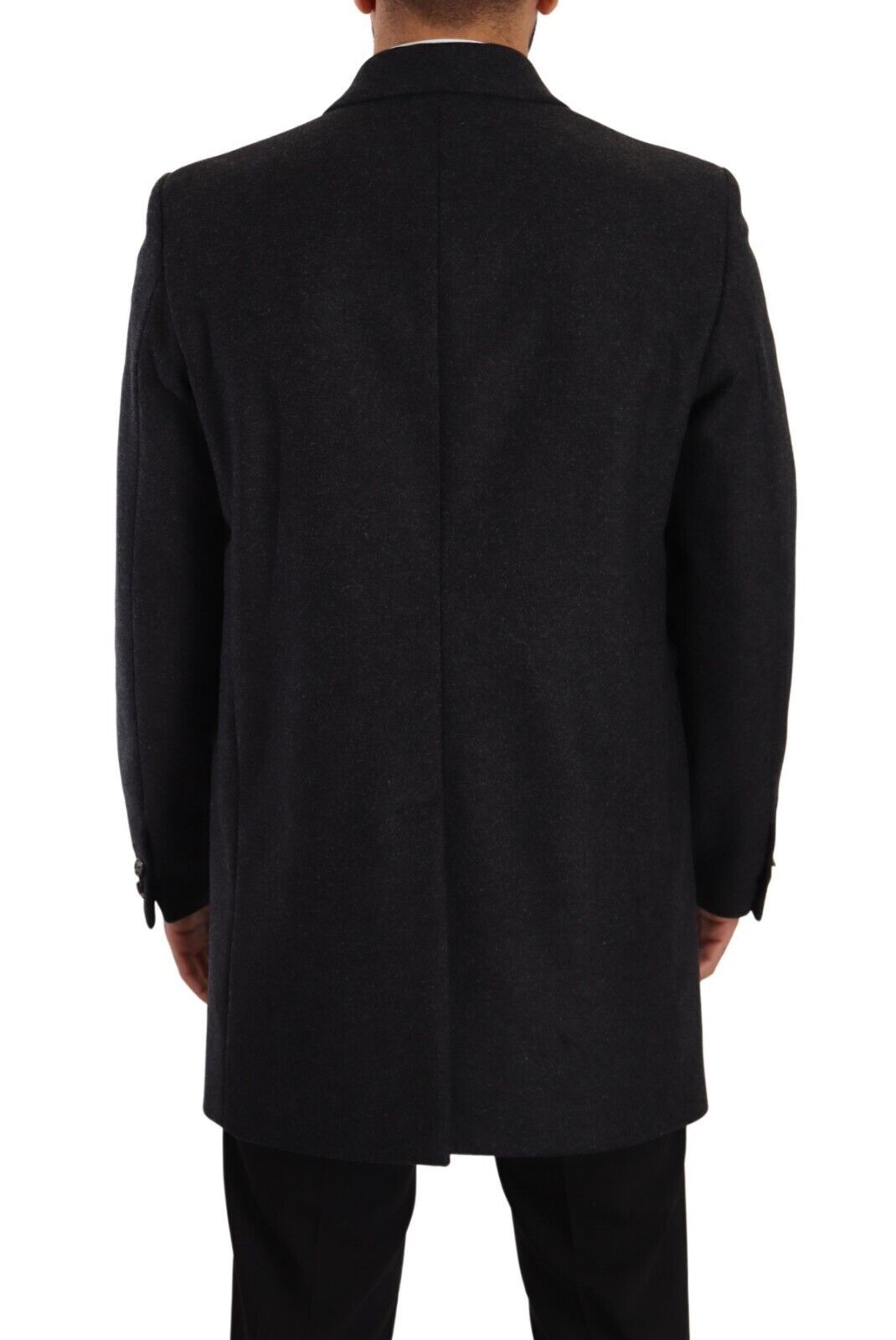 Dolce & Gabbana Dark Gray Wool Over Trench Coat Men Jacket Dolce & Gabbana