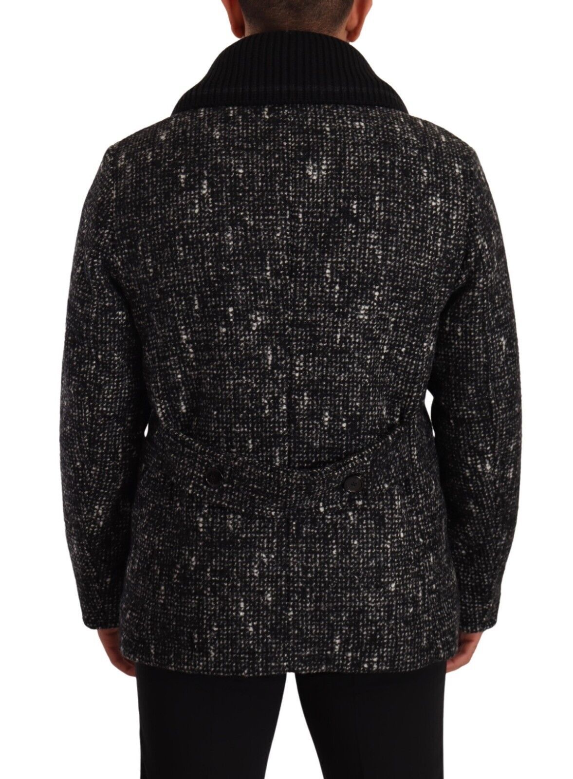 Dolce & Gabbana Black Wool Double Breasted Coat Men Jacket Dolce & Gabbana