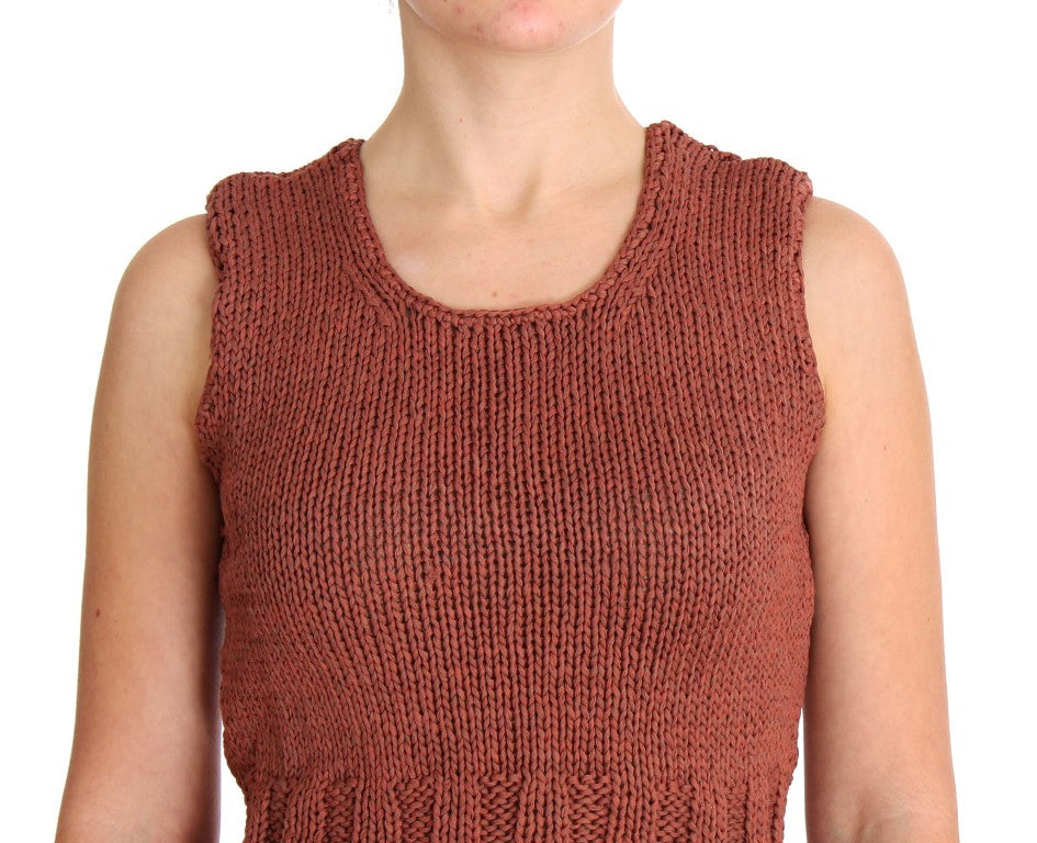 PINK MEMORIES Red Cotton Blend Knitted Sleeveless Sweater PINK MEMORIES
