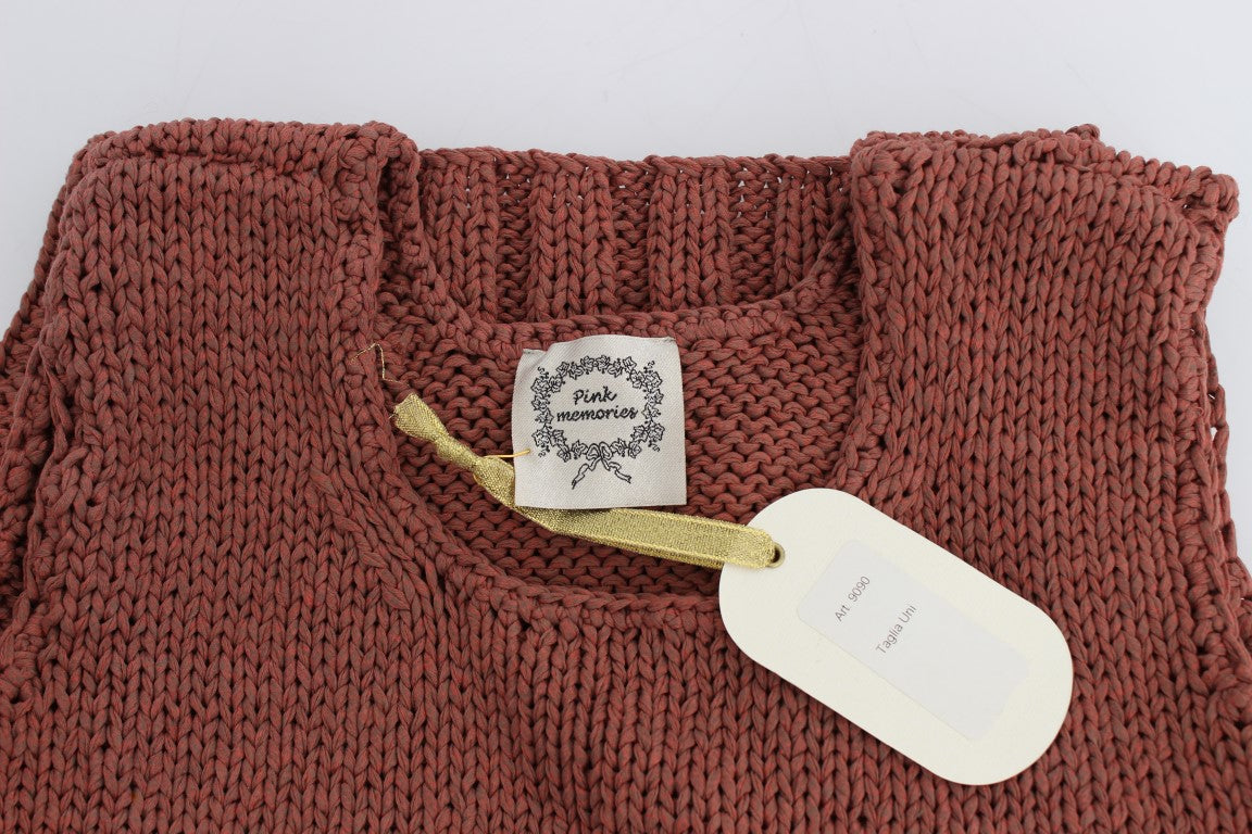 PINK MEMORIES Red Cotton Blend Knitted Sleeveless Sweater PINK MEMORIES